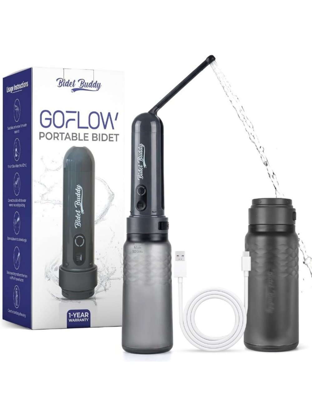 Portable Travel Bidet - 320mL Capacity, Compact Design, Eco-Friendly Hygiene